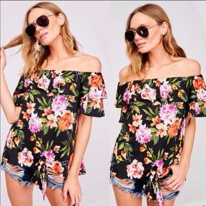 Beautiful Black Off shoulder floral top